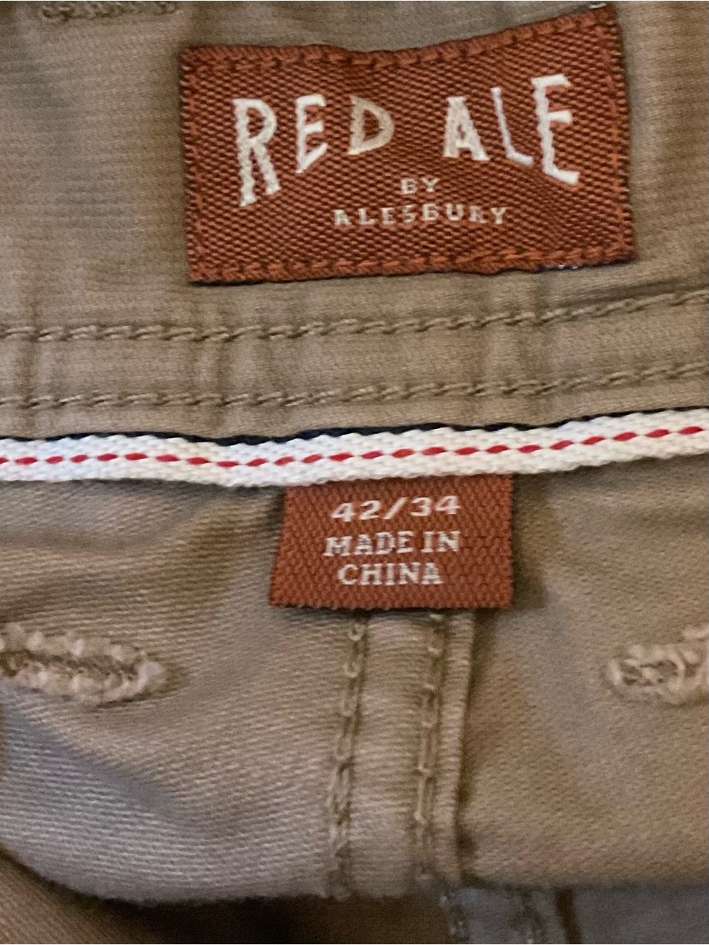 Red Ale by Allsbury Men’s Tan Stretch Chino Pants 42x34 Casual Cotton - Picture 4 of 7